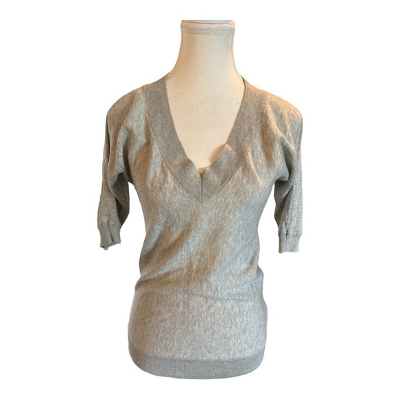 Martin + Osa Gray Cashmere Silk Sweater V-Neck 3/4 Sleeve Top Size Small - Picture 5 of 11